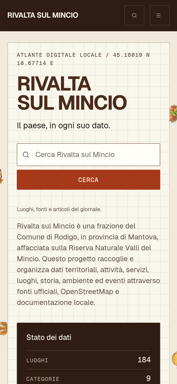 Home page di rivaltasulmincio.it su smartphone